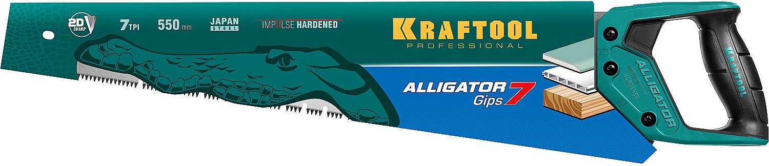 Фото Ножовка для гипса "Alligator GIPS", 550 мм, 7 TPI специальный зуб, KRAFTOOL {15210}