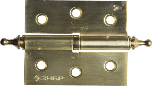 Фото Петля дверная разъемная ЗУБР "ЭКСПЕРТ", 1 подшипник, цвет мат. латунь (SB), левая, с крепежом, 75х63х2,5мм,2шт {37605-075-3L}