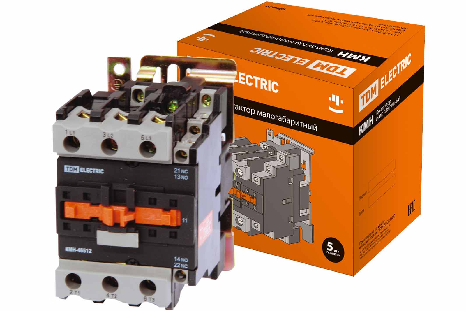 Фото Контактор КМН-49512 95А 110В/АС3 1НО;1НЗ TDM {SQ0708-0116}