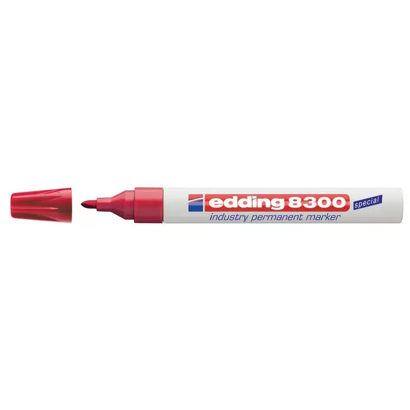 Фото Промышленный перманентный маркер Edding E-8300 красный, круглий наконечник 1,5-3 мм {E-8300#2}