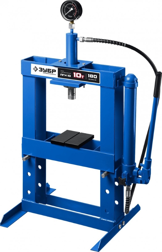 Фото Гидравлический пресс с гидронасосом и манометром, Профессионал ЗУБР ПГН-10, 10 т {43072-10}