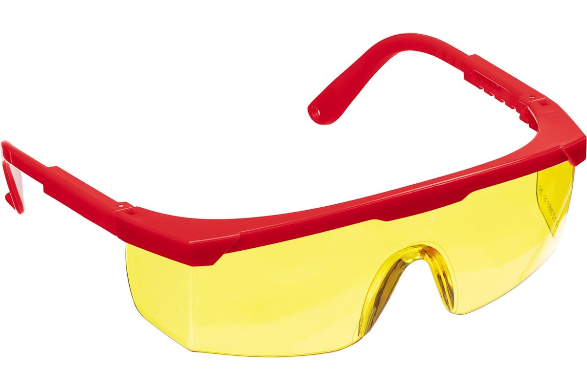 Фото Защитные жёлтые очки ЗУБР СПЕКТР 5 монолинза с дополнительной боковой защитой, открытого типа {110329}