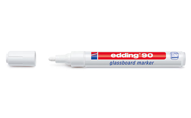 Фото Маркер для стеклянной доски Edding E-90 белый, круглый наконечник 2-3 мм {E-90#49}