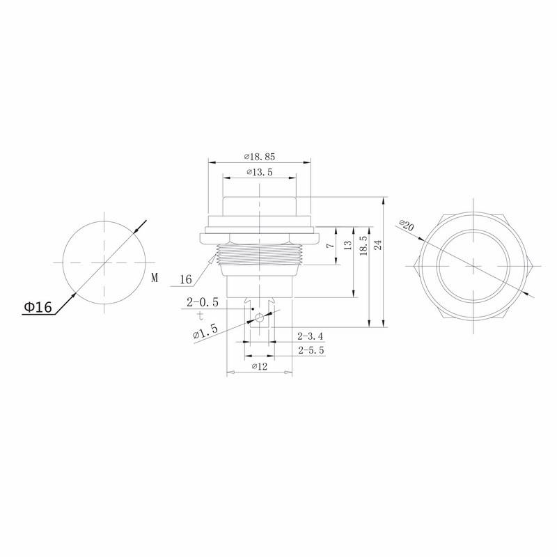 Фото Выключатель-кнопка Rexant OFF-(ON) Ø 16.2, металл, черная (250В 2А (2с)) (RWD-306) {36-3350} (1)