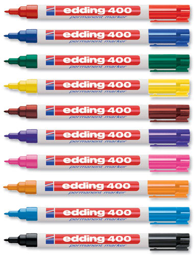 Фото Набор перманентных маркеров Edding E-400, круглый наконечник 1 мм, 10 цветов {E-400#10S}