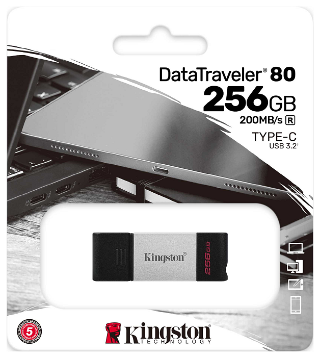 Фото Флеш накопитель 256GB Kingston DataTraveler 80, USB 3.2 Type-C {DT80/256GB}