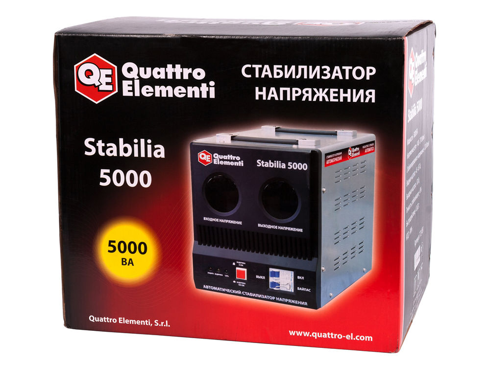 Фото Стабилизатор напряжения Quattro Elementi Stabilia 5000 (5000 ВА, 140-270 В, 9,9 кг, байпас) {772-081} (5)