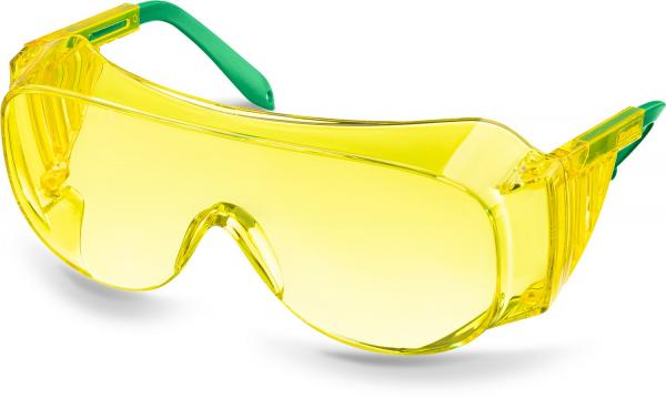 Фото Защитные жёлтые очки KRAFTOOL ULTRA линза увеличенного размера устойчивая к царапинам и запотеванию {110462}