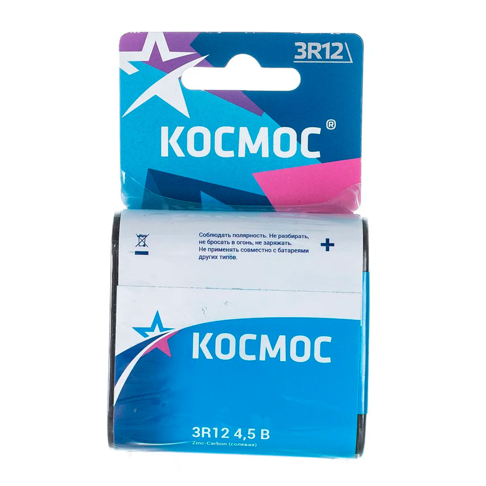 Фото Элемент питания солевой "квадрат" 3R12 1BL (блист.1шт) Космос KOC3R121BL
