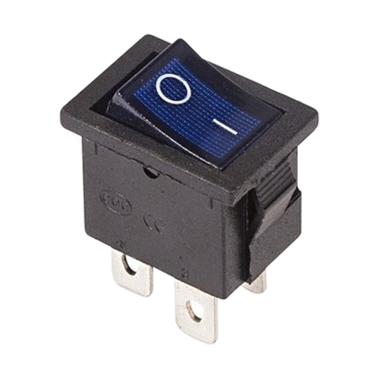Фото Выключатель клавишный Rexant Mini ON-OFF синий с подсветкой (250В 6А (4с)) {36-2191}