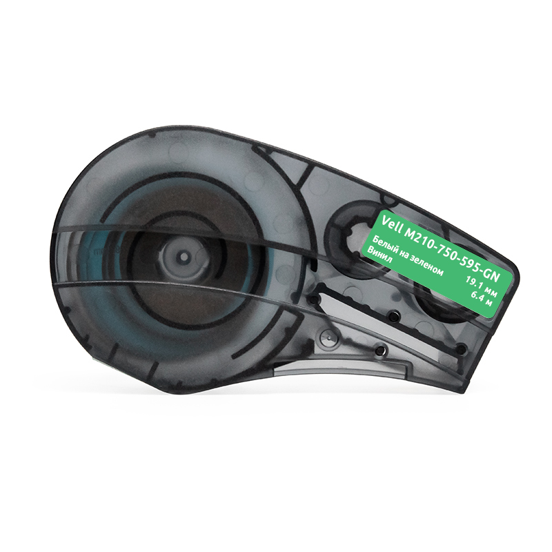 Фото Картридж Vell M210-750-595-GN (19.1мм х 6.4м, винил, белый на зеленом) {VL142808CH}