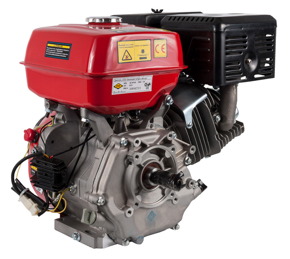 Фото Двигатель бензиновый четырехтактный DDE190F-S25G (25.0 мм, 15.0 л.с., 420 куб.см., фильтр-картридж, датчик уровня масла, генерирующая катушка 80W) (3)
