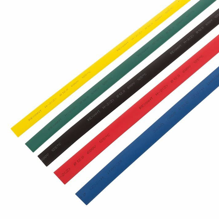 Фото Термоусаживаемые трубки REXANT 4,0/2,0 мм, набор пять цветов, упаковка 50 шт. по 1 м {29-0154}