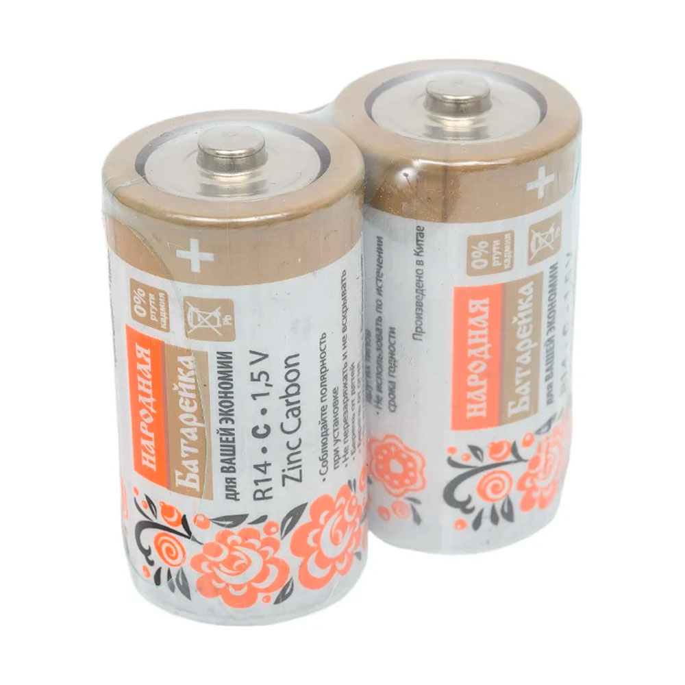 Фото Батарейка R14 C Zinc Carbon 1,5V SH-2 Народный {SQ1702-0021}