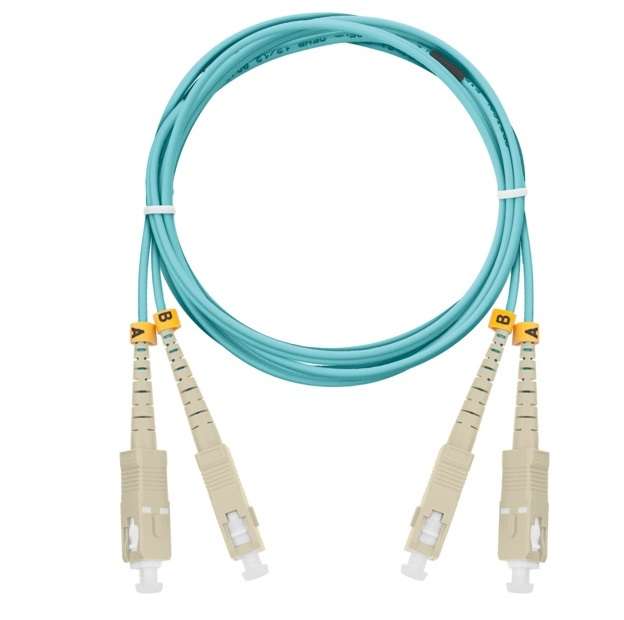 Фото Патч-корд NMF-PC2M3C2-SCU-SCU-001 волоконно-оптический соед. многомод. 50/125мкм стандарта ОМ3 SC/UPC-SC/UPC двойн. LSZH нг(В)-HFLTx 2мм аква 1м NIKOM