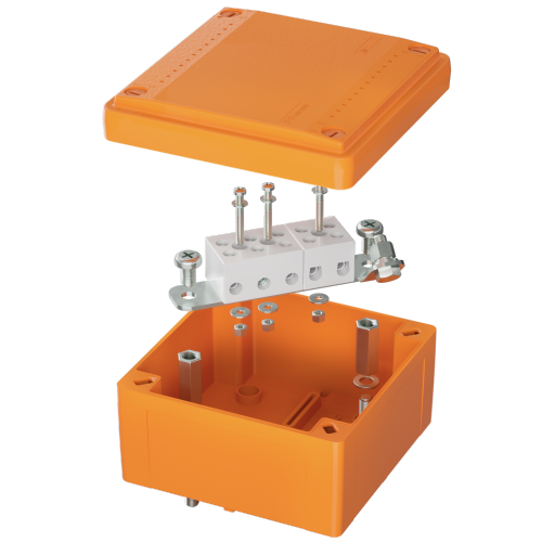 Фото Коробка ответвительная FS 100х100х50мм 5р 450В 20А 10кв.мм с гладкими стенками и клеммн. IP56 пластик. DKC FSB10510