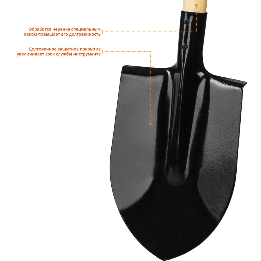 Фото Лопата штыковая, деревянный черенок, с рукояткой, GRINDA {421823_z01} (3)