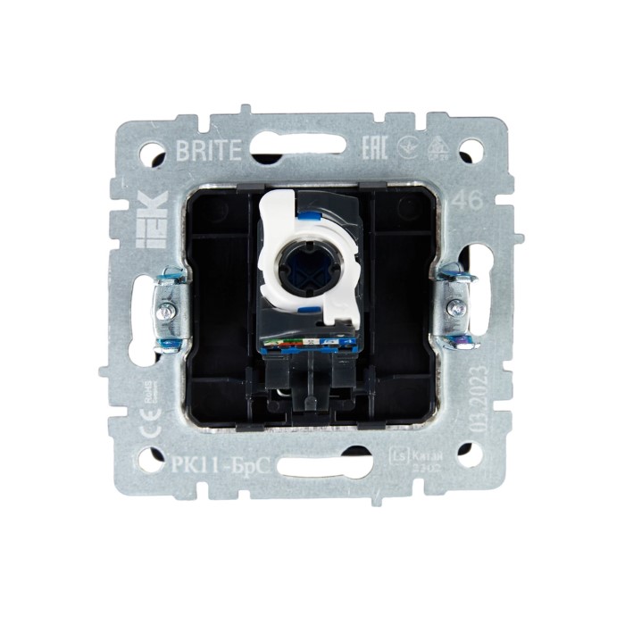 Фото Розетка компьютерная СП RJ45 кат.6 BRITE РК11-БрС сталь IEK BR-K10-2-K46 (4)