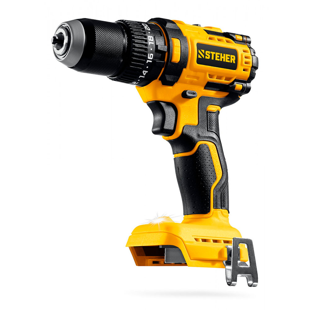 Фото Бесщеточная ударная дрель-шуруповерт, 65 Н·м, без АКБ {LMS}, 20 В, STEHER {CBS-65}