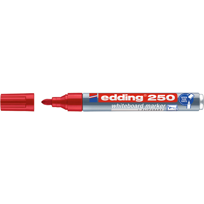 Фото Маркер для белых досок Edding Cap-off, круглый наконечник, 1,5-3 мм, красный {E-250#2}