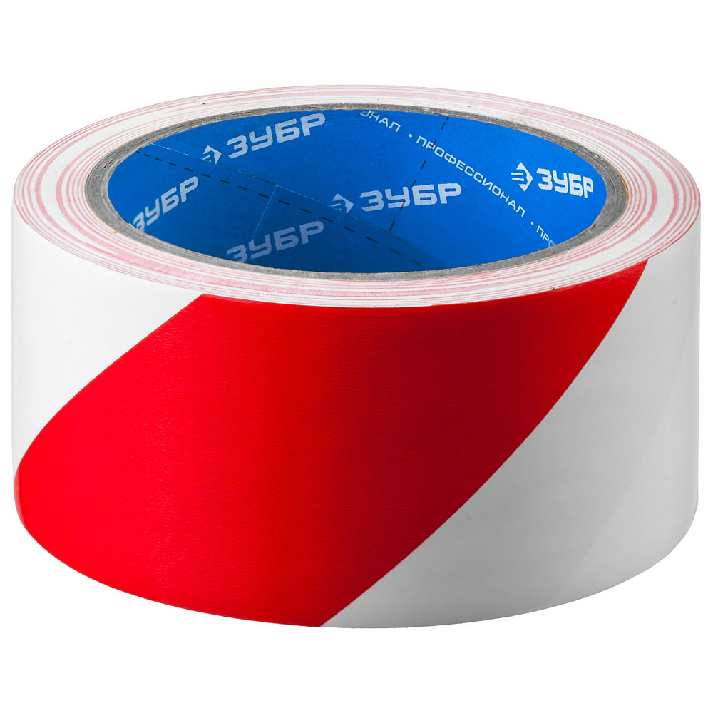 Фото Разметочная клейкая лента, ЗУБР Профессионал 12248-50-25, цвет красно-белый, 50мм х 25м (2)