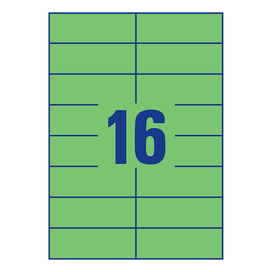 Фото Самоклеящаяся матовая бумага для принтера, зеленая, 105x37 мм (16 шт. на листе A4, 100 листов) {3454} (1)