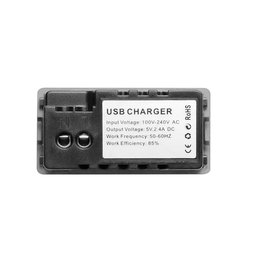Фото Розетка серая, 1/2, USB A + USB A разъем, 1A, модуль, Vell {GY-1/2-AA} (2)