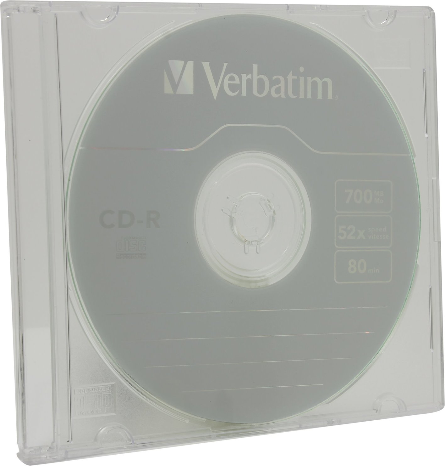 Фото Диск CD-R Verbatim 700 Mb, 52x, Slim Case (1), DL (1/200) {43347}