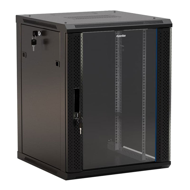 Фото Hyperline TWB-2768-GP-RAL9004 Шкаф настенный 19-дюймовый (19"), 27U, 1304x600х800мм {480831}