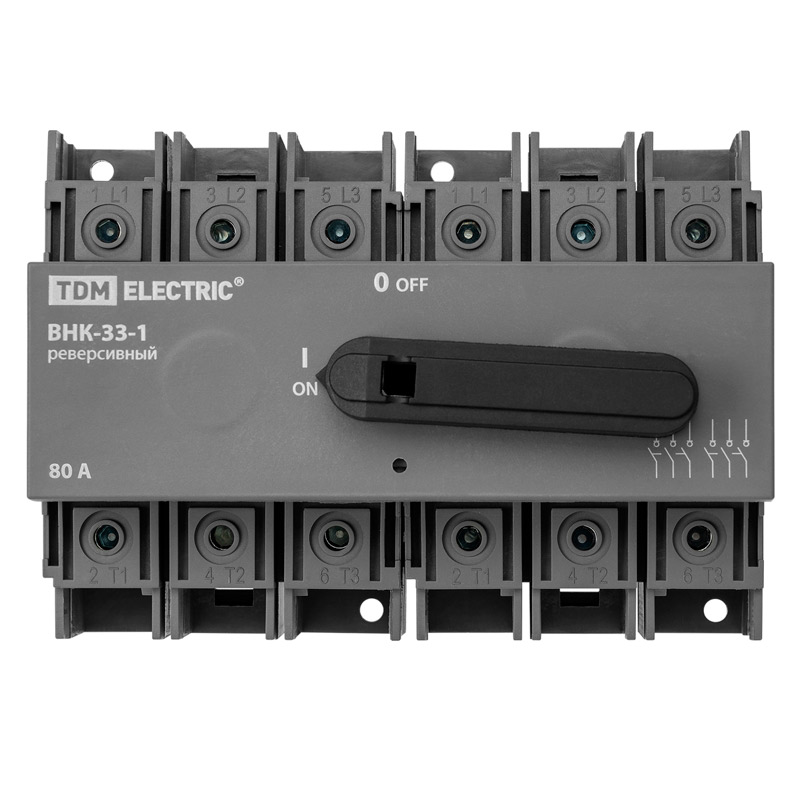 Фото Рубильник ВНК-33-1 3П, 80 А, реверсивный TDM Electric {SQ0744-0417} (5)