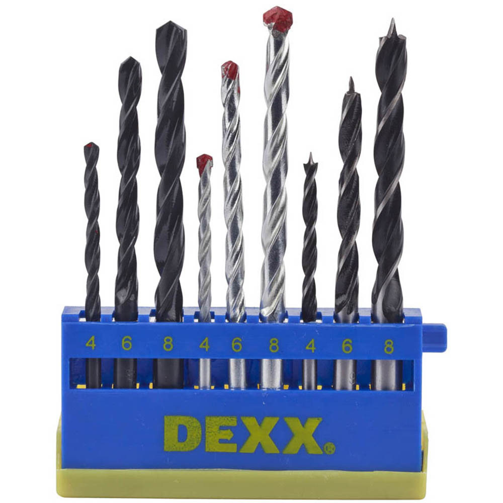 Фото Набор DEXX: Сверла комбинированные, по металлу d=4-6-8мм, по дереву d= 4-6-8мм, по кирпичу d=4-6-8мм, 9 предметов {2970-H9_z01}