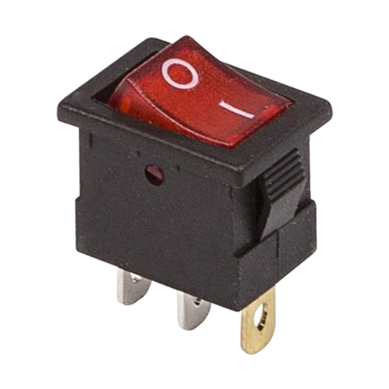 Фото Выключатель клавишный Rexant Mini ON-OFF красный с подсветкой (12В 15А (3с)) {36-2170}