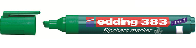 Фото Флипчарт-маркер Edding, клиновидный наконечник, 1-5 мм, зеленый {E-383#4}