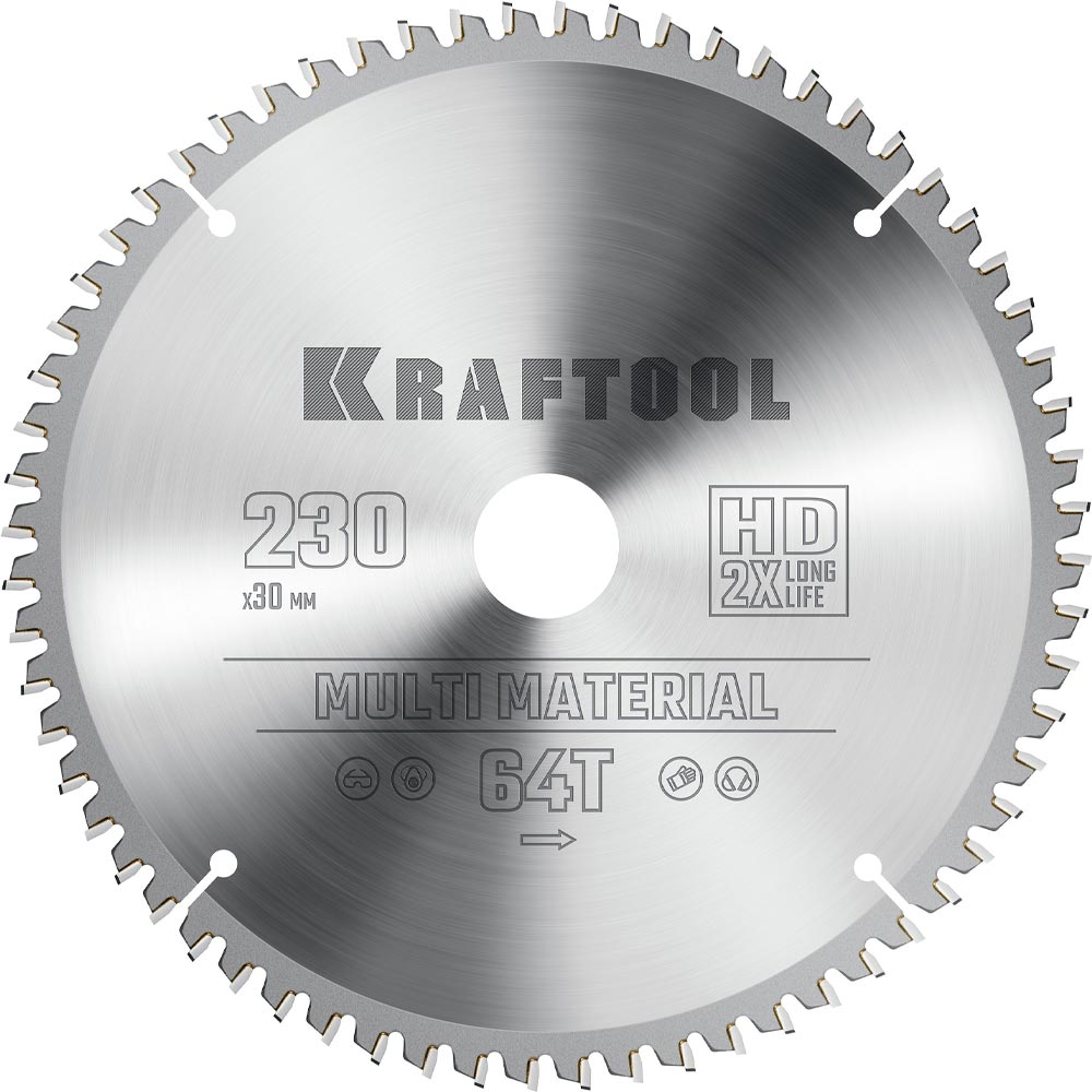 Фото Пильный диск по алюминию KRAFTOOL Multi Material, 230 х 30 мм, 64Т {36953-230-30}