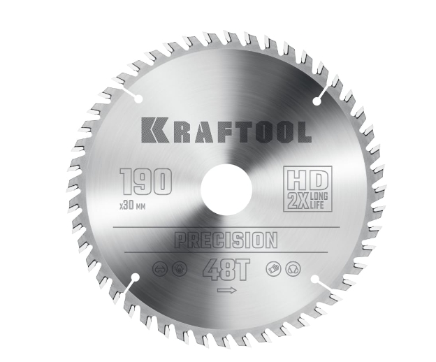 Фото Пильный диск по дереву KRAFTOOL Precision, 190 х 30 мм, 48Т {36952-190-30}