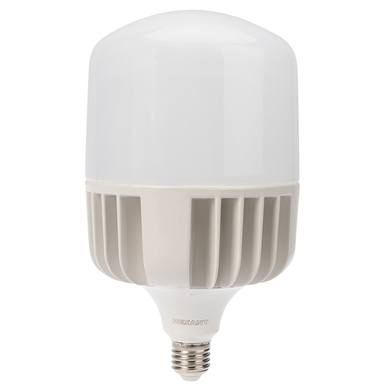 Фото Лампа светодиодная высокомощная 100 Вт E27 с переходником на E40 9500 лм 6500 K холодный свет REXANT {604-072}