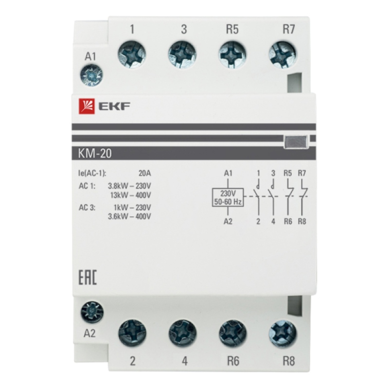 Фото Контактор модульный КМ 20А 2NО+2NC (3 мод.) PROxima EKF km-3-20-22