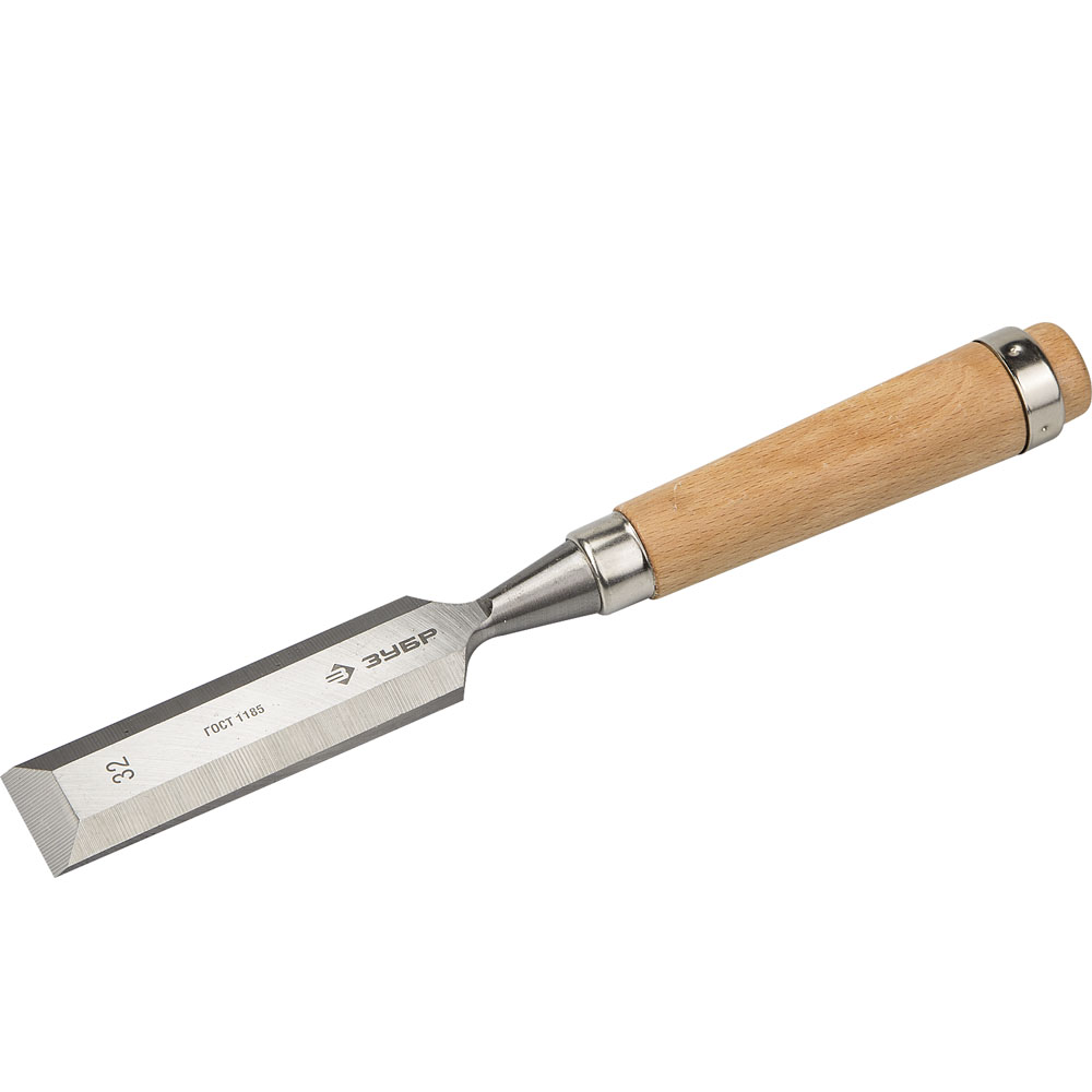 Фото Стамеска-долото "Классик" с деревянной ручкой, хромованадиевая, 32мм, ЗУБР {18096-32}