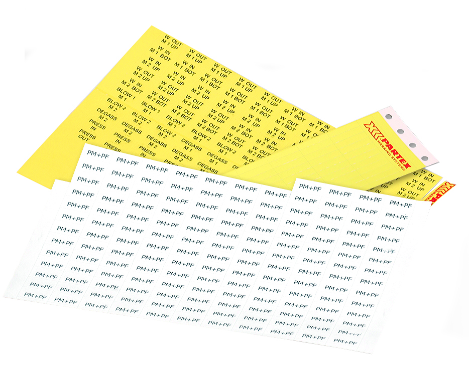 Фото Бумажные ярлычки Partex для маркеров PF10, длина 21 мм, бело-желтый (10 листов х 594 шт.) {PF-10021KT49}