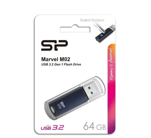 Фото Флеш накопитель 64Gb Silicon Power Marvel M02, USB 3.2, Синий {SP064GBUF3M02V1B} (1)