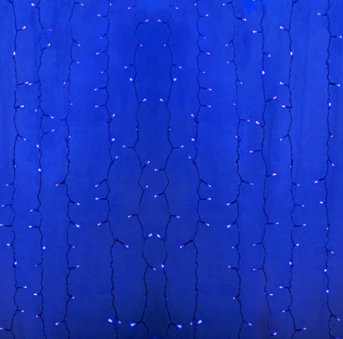 Фото Гирлянда "Светодиодный Дождь" 2х6м, эффект водопада, черный провод, 230 В, диоды синие {235-263}