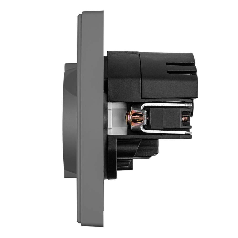 Фото Розетка электрическая, серая, 1 пост, USB-С, USB-С, с рамкой Vell Air {V702091} (2)