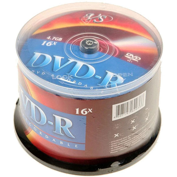 Фото Диск DVD-R VS 4.7 Gb, 16x, Cake Box (50), (50/250) 20366 {VSDVDRCB5001}