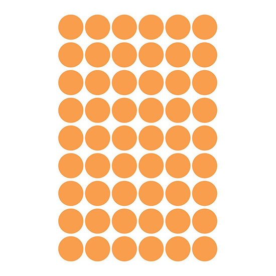 Фото Этикетки точки, оранжевый неон Ø 12 мм (5 страниц, 270 этикеток) {3148} (1)