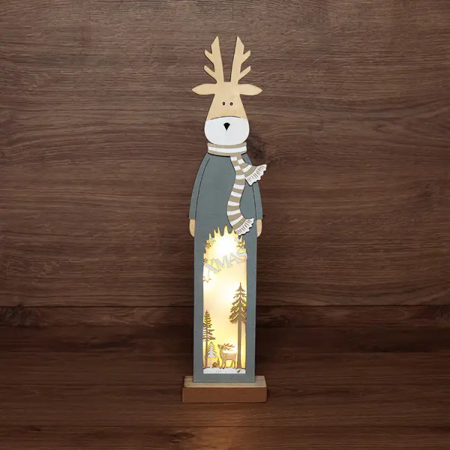 Фото Деревянная фигурка с подсветкой «Рождественский олень» 11х5х47 см {504-007}