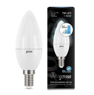 Фото Лампа светодиодная Black Candle 7Вт E14 4100К step dimmable диммир. Gauss 103101207-S