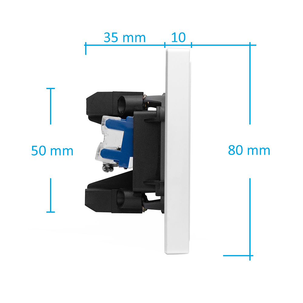 Фото Розетка белая, 1 пост, TV + RJ (CAT 6) разъем, с тонкой пластиковой рамкой Vell {WH-TV-RJ-Grand} (1)