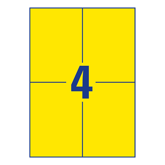 Фото Самоклеящаяся матовая бумага для принтера, желтая, 105x148 мм (4 шт. на листе A4, 100 листов) {3459} (2)