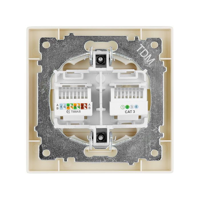 Фото Розетка телефонная RJ11 + компьютерная RJ45 сл. кость "Сенеж" TDM {SQ1816-0148} (2)