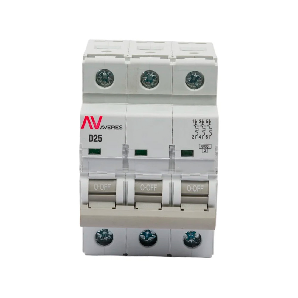 Фото Выключатель автоматический модульный 3п D 25А 6кА AV-6 AVERES EKF mcb6-3-25D-av (2)